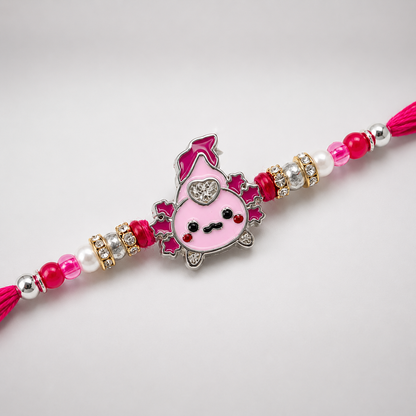 Kitty Enamel Kids Silver Rakhi