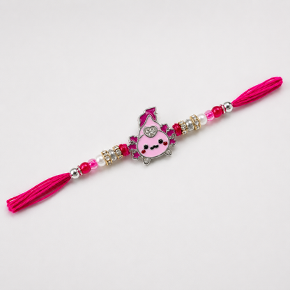 Kitty Enamel Kids Silver Rakhi
