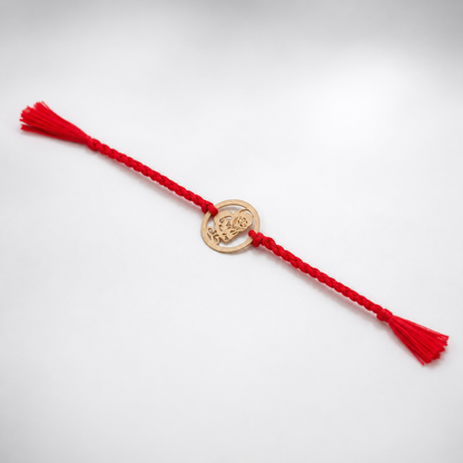 Gold Charm Thread Silver Rakhi