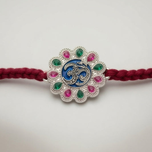 Om Stone Silver Rakhi